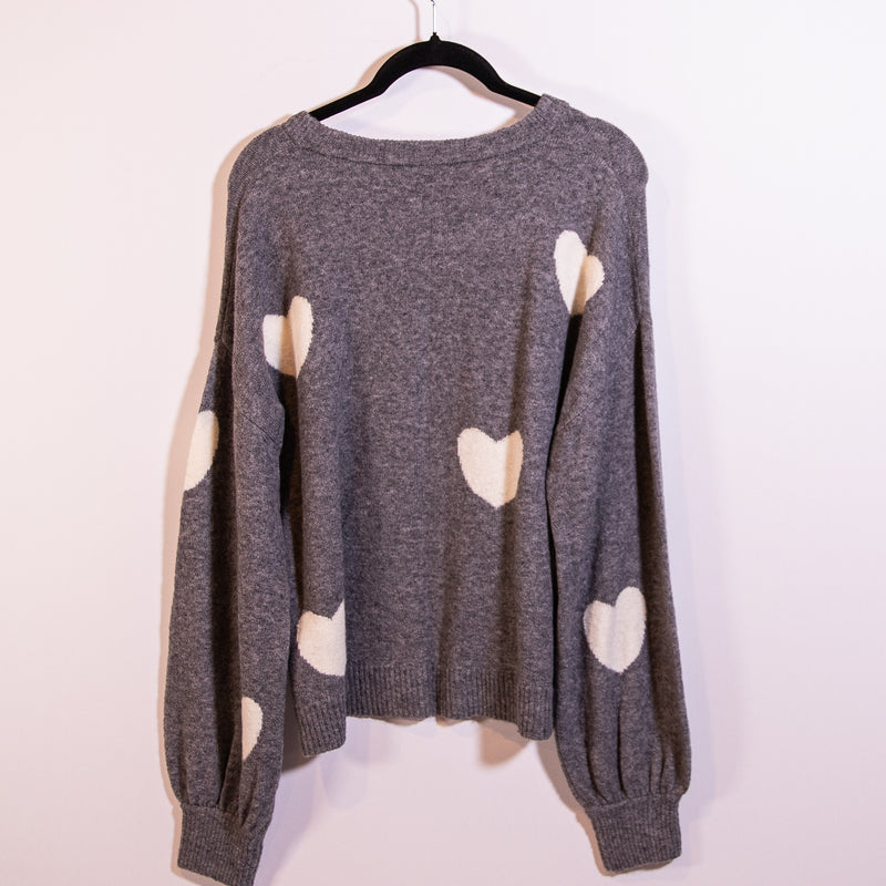 Madewell Heart Dot Balloon Sleeve Crew Neck Wool Alpaca Stretch Knit Sweater S