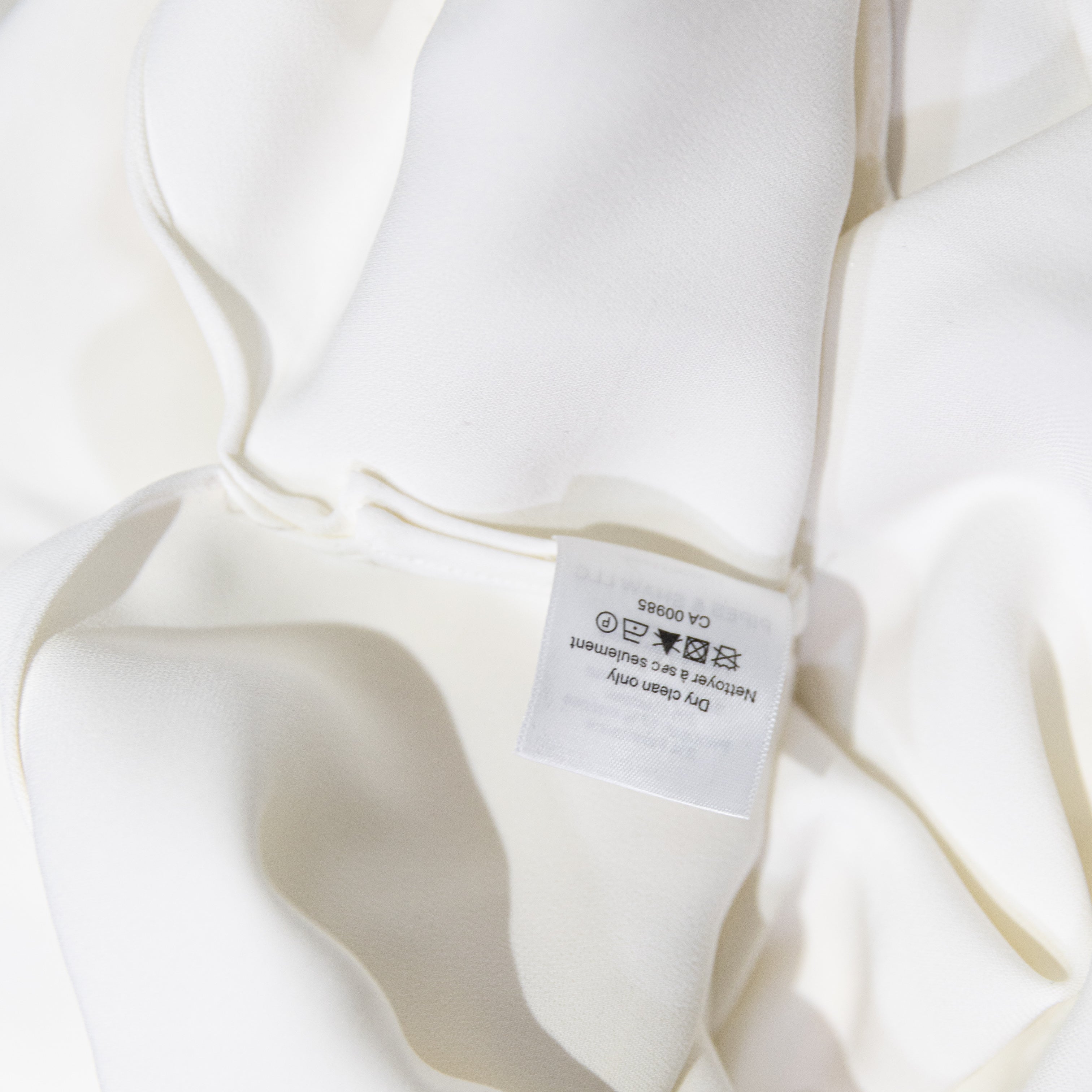 Veronica Beard Chiffon Mock Neck Tie Wrist Long Sleeve Blouse Shirt White 4