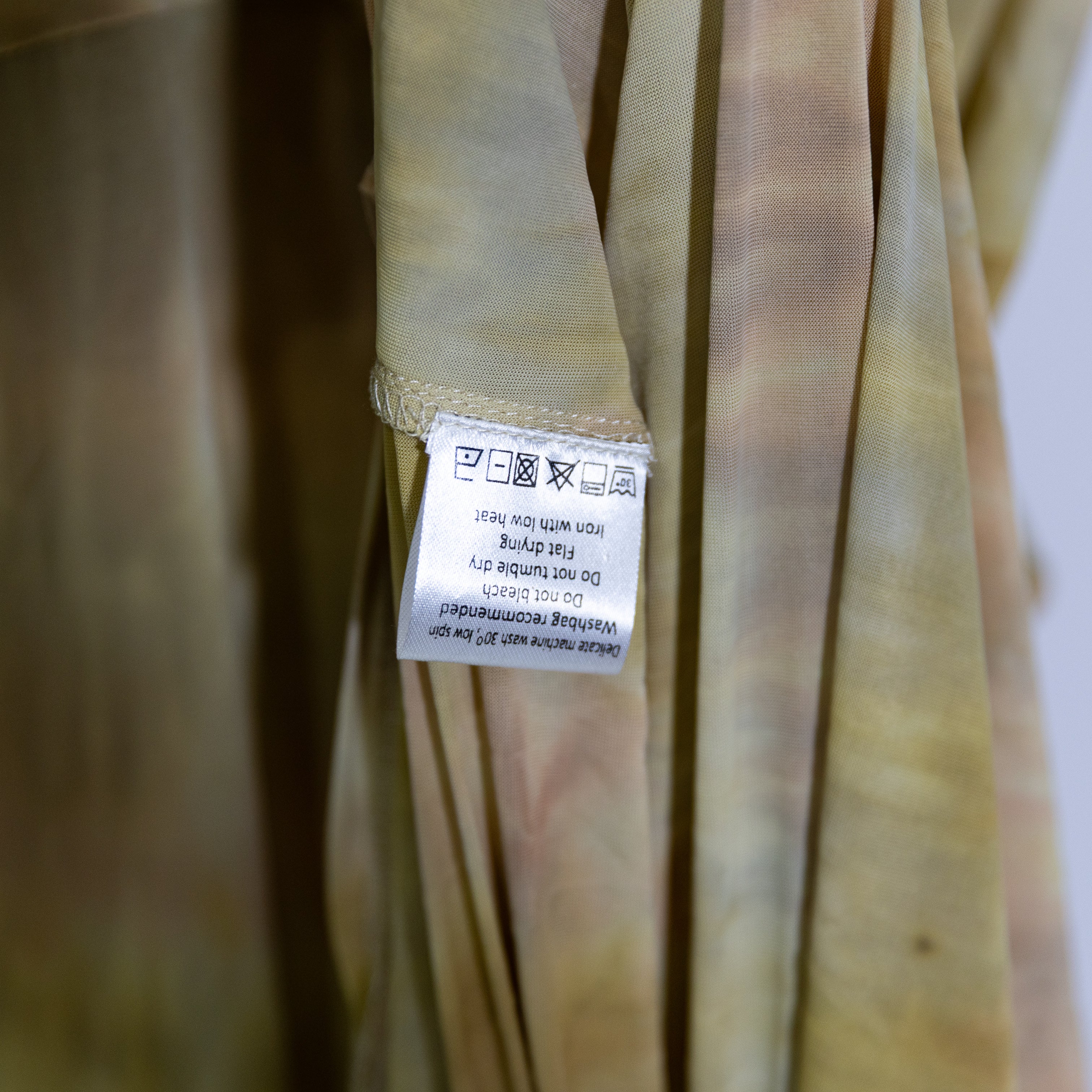 Rabens Saloner Semi Sheer Mesh Tie Dye Print Pattern Pullover Midi Dress Neutral