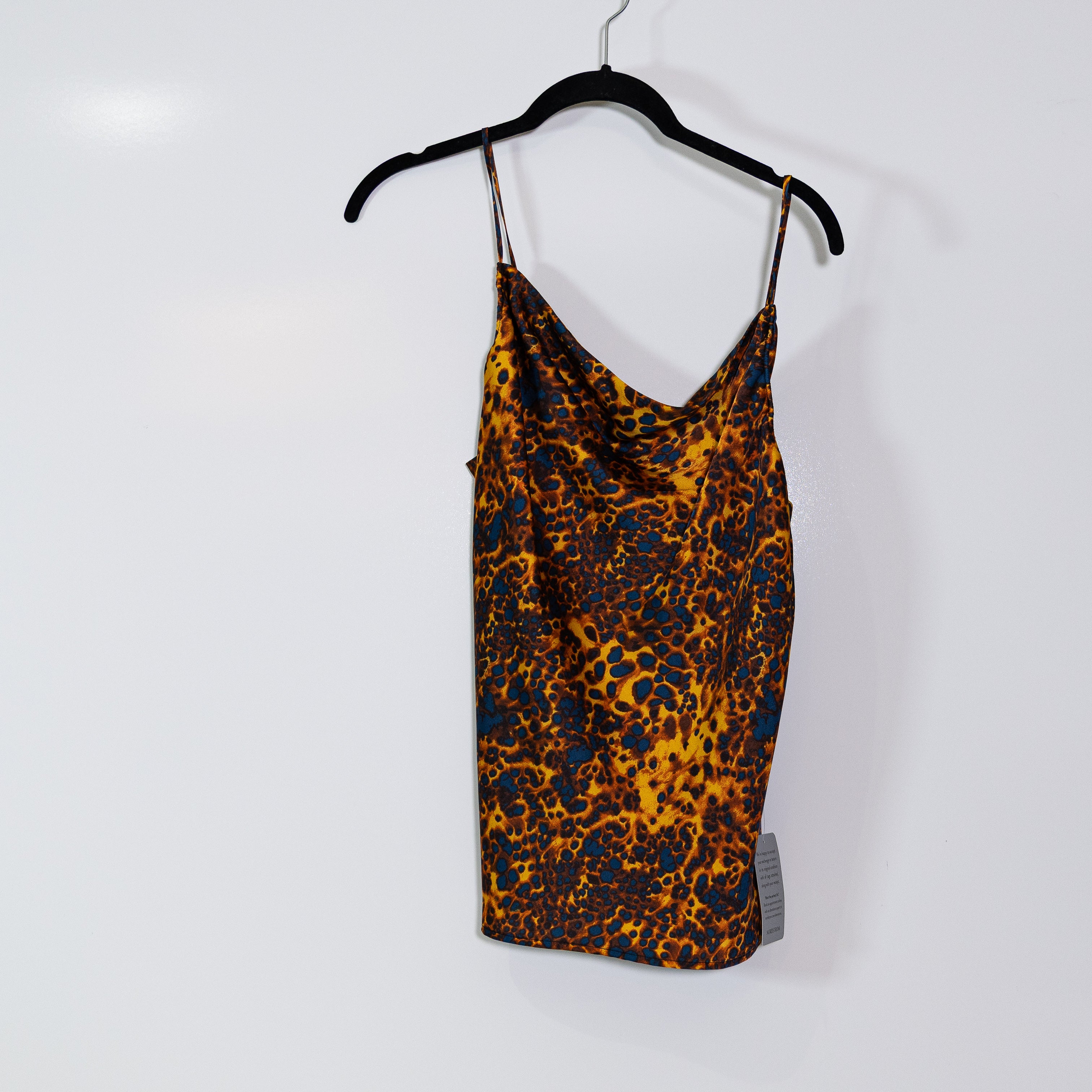 NEW WAYF South Shore Cami Cowl Neck Satin Tank Top Tortoise Print Pattern M