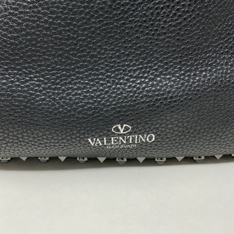 Valentino Garavani Rockstud Large Flip Lock Pebbled Leather Hobo Bag Purse Tote