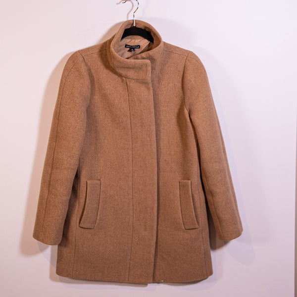 J. Crew Women's Wool Blend High Stand Collar Full Zip Pea Coat Jacket Brown 6