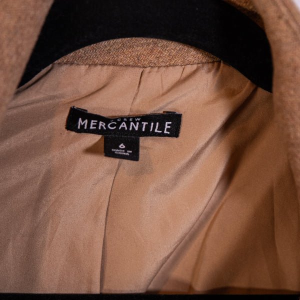 J. Crew Women's Wool Blend High Stand Collar Full Zip Pea Coat Jacket Brown 6