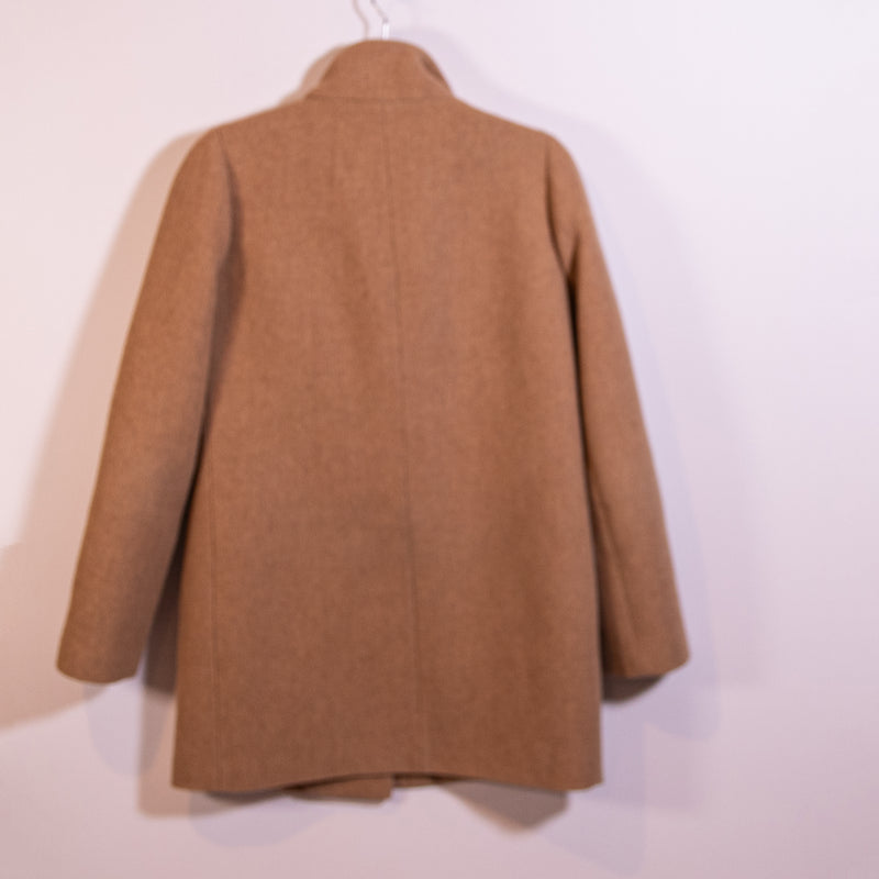 J. Crew Women's Wool Blend High Stand Collar Full Zip Pea Coat Jacket Brown 6