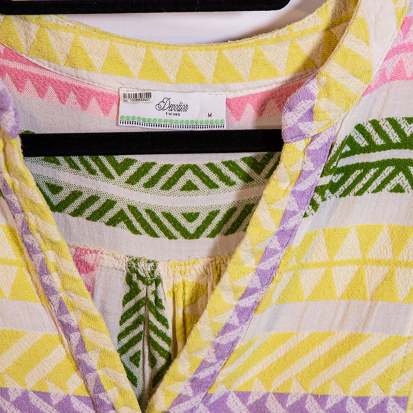 Devotion Twins Ella Cotton A Line Tunic Pullover Multi Color Mini Dress Medium