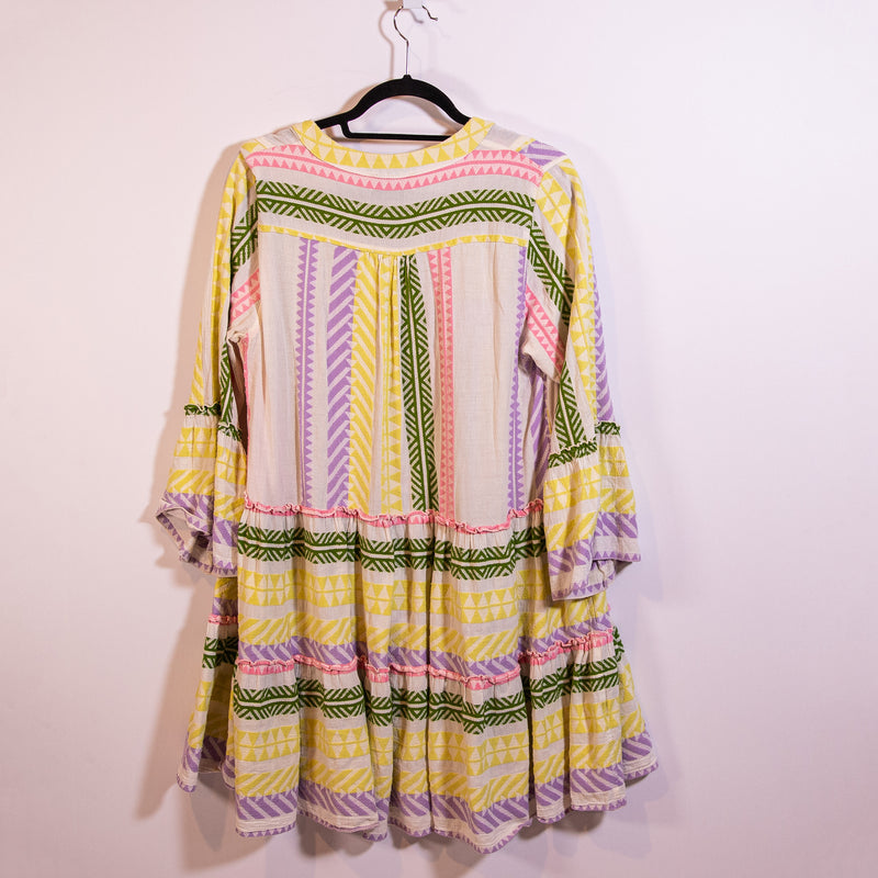Devotion Twins Ella Cotton A Line Tunic Pullover Multi Color Mini Dress Medium