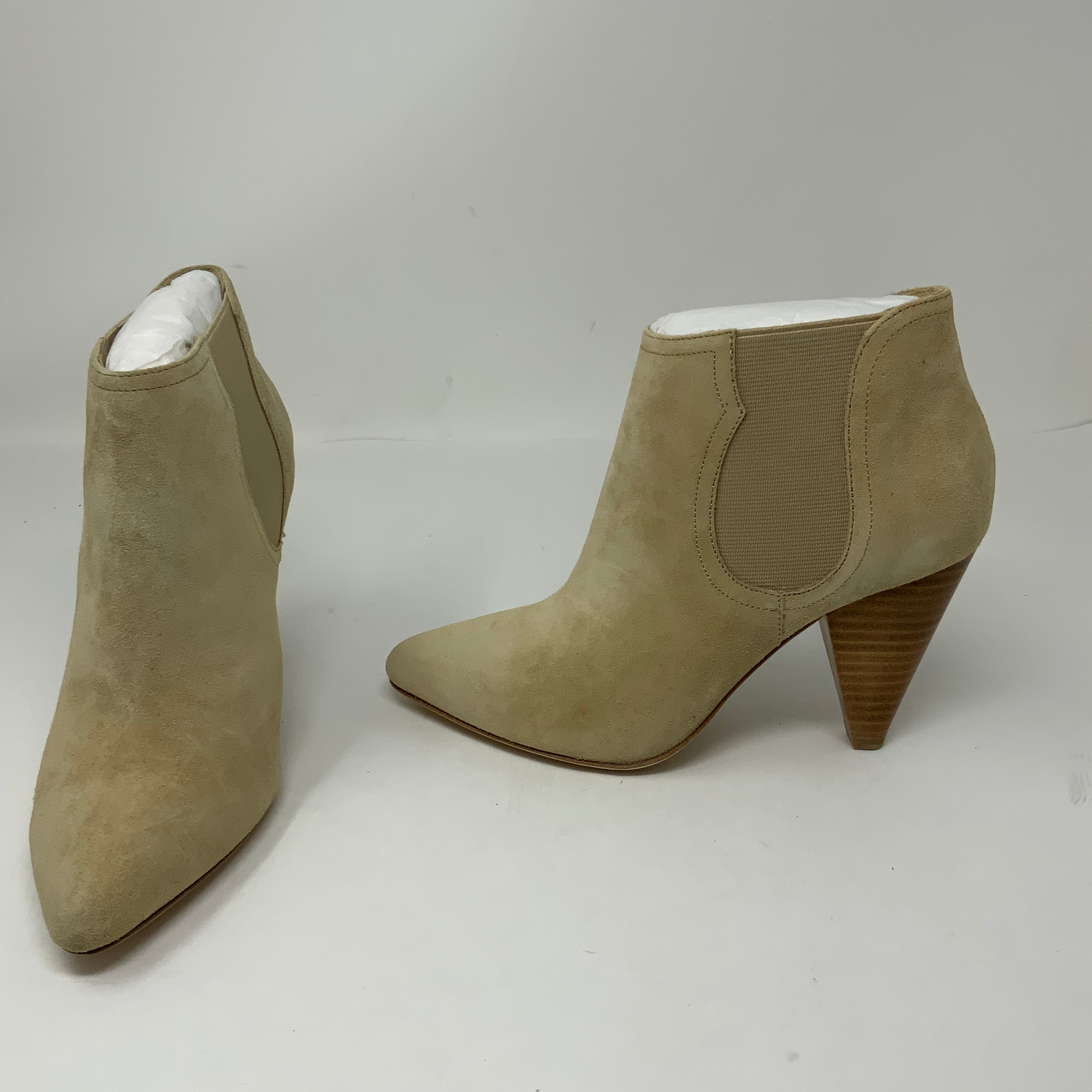 Joie Gabija Genuine Suede Leather Wood Stacked Heel Western Ankle Booties Shoes