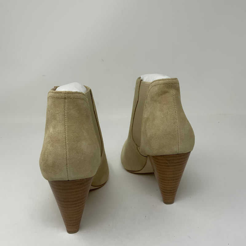 Joie Gabija Genuine Suede Leather Wood Stacked Heel Western Ankle Booties Shoes