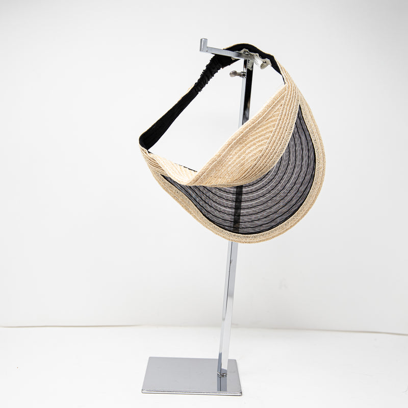 Eugenia Kim Ricky Straw Woven Weave Mesh Sun Visor Hat Accessory Natural