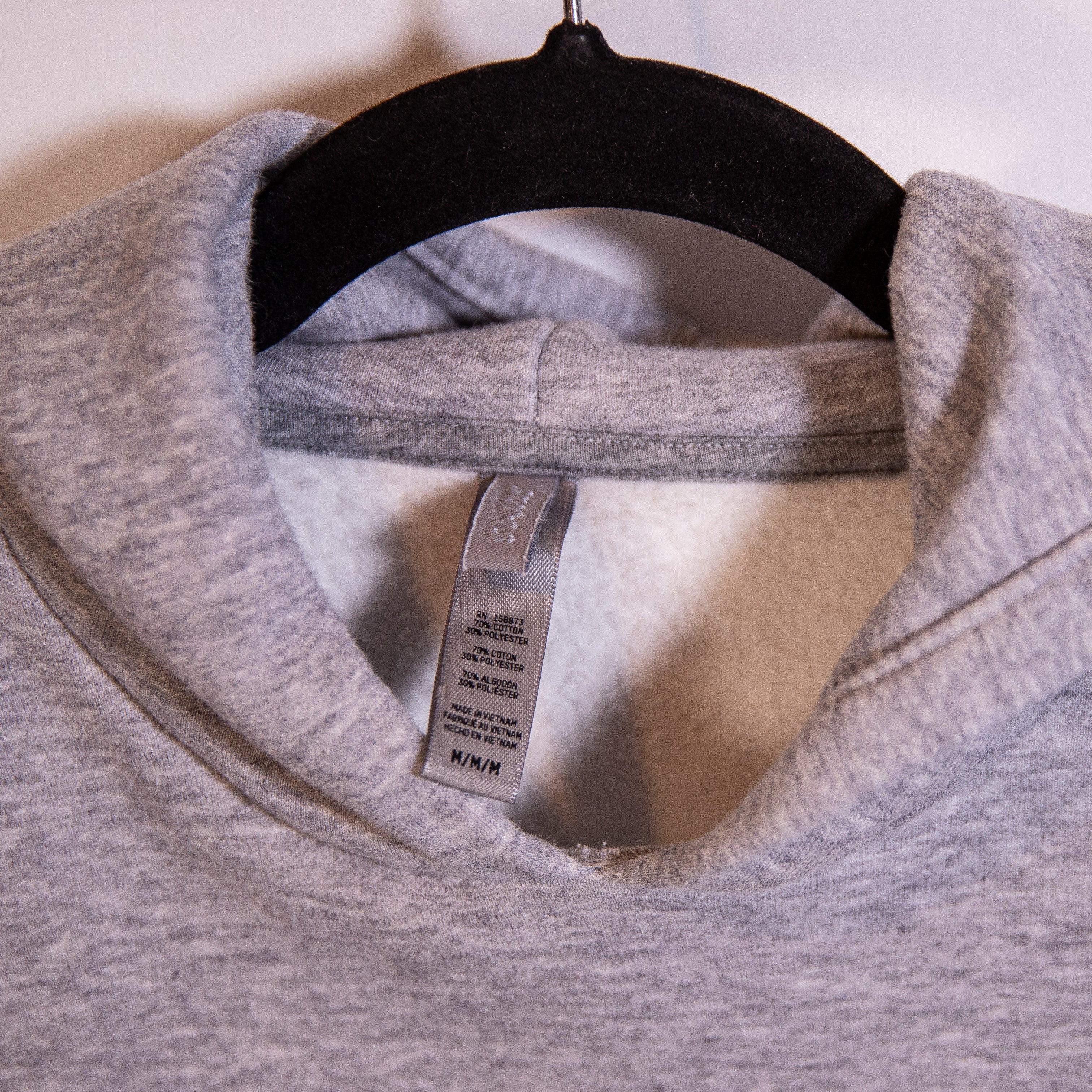 Skims Cotton Fleece Lined Pullover Hoodie Sweatshirt Sweater Heathered Gray M