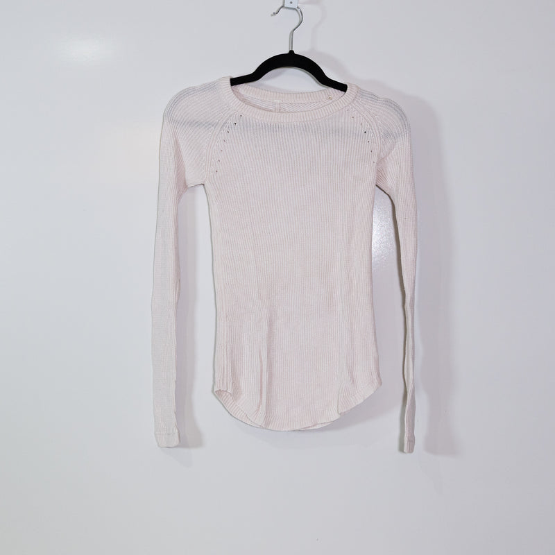 Lululemon Women's Cabin Yogi Long Sleeve Cashmere Blend Knit Sweater Blush Pink
