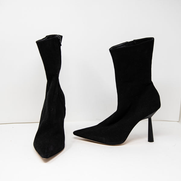 Gia Borghini x RHW Rosie 7 Genuine Suede Sculptural Heel Ankle Booties Shoes 11