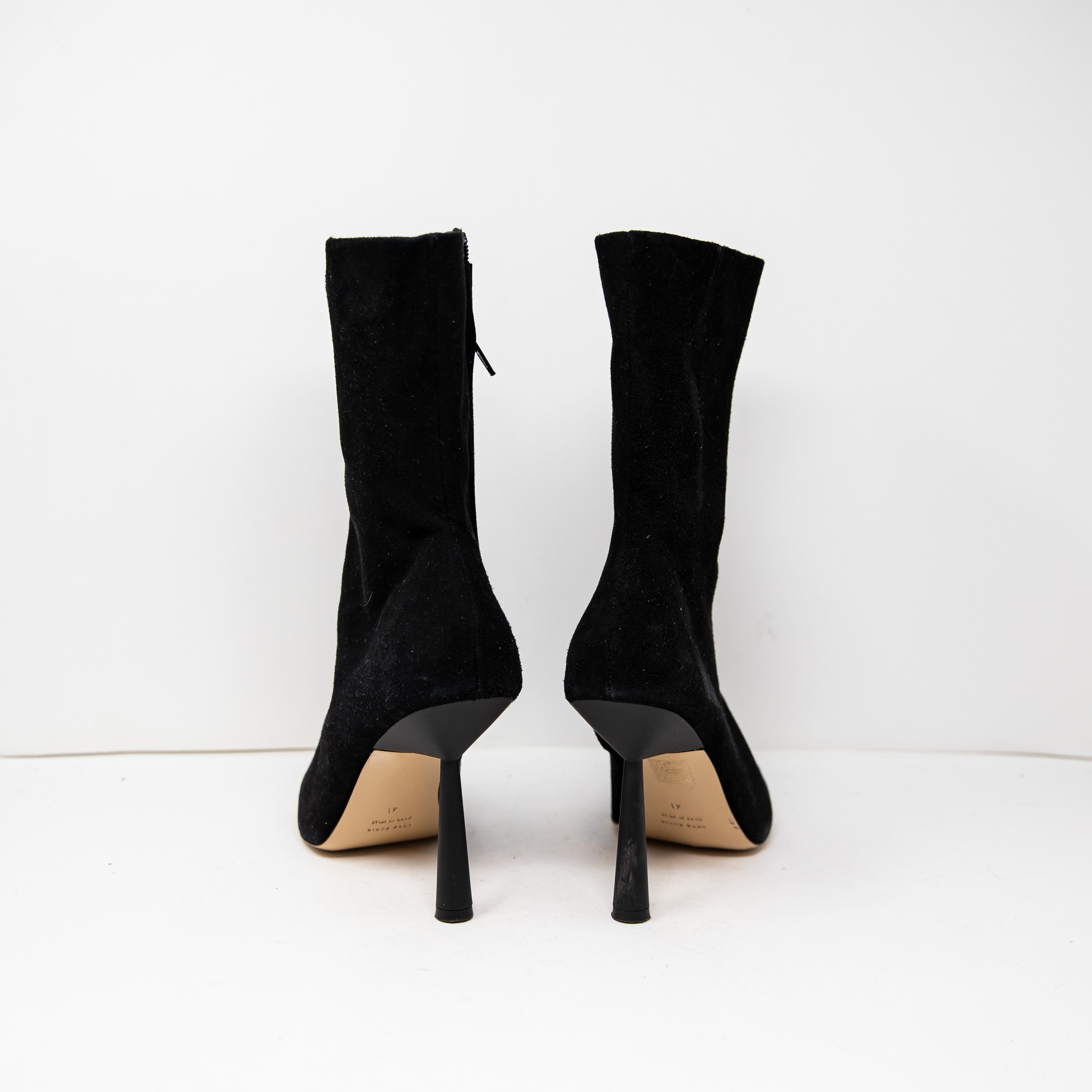 Gia Borghini x RHW Rosie 7 Genuine Suede Sculptural Heel Ankle Booties Shoes 11