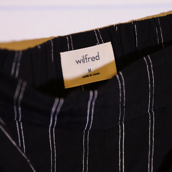 Wilfred Aritzia Faun High Waisted Wide Leg Ankle Crop Trouser Stripe Pants M
