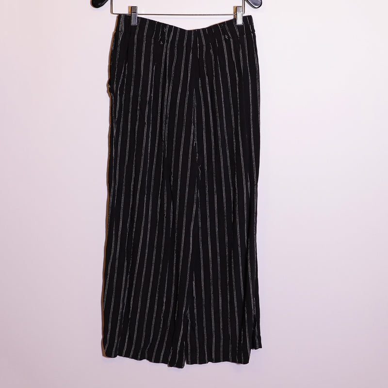 Wilfred Aritzia Faun High Waisted Wide Leg Ankle Crop Trouser Stripe Pants M