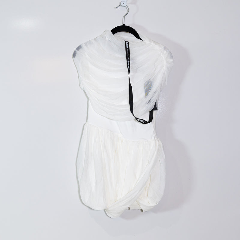 NEW Heiress Beverly Hills The Seraphina Fold Over Shoulder Mesh Tulle Mini Dress
