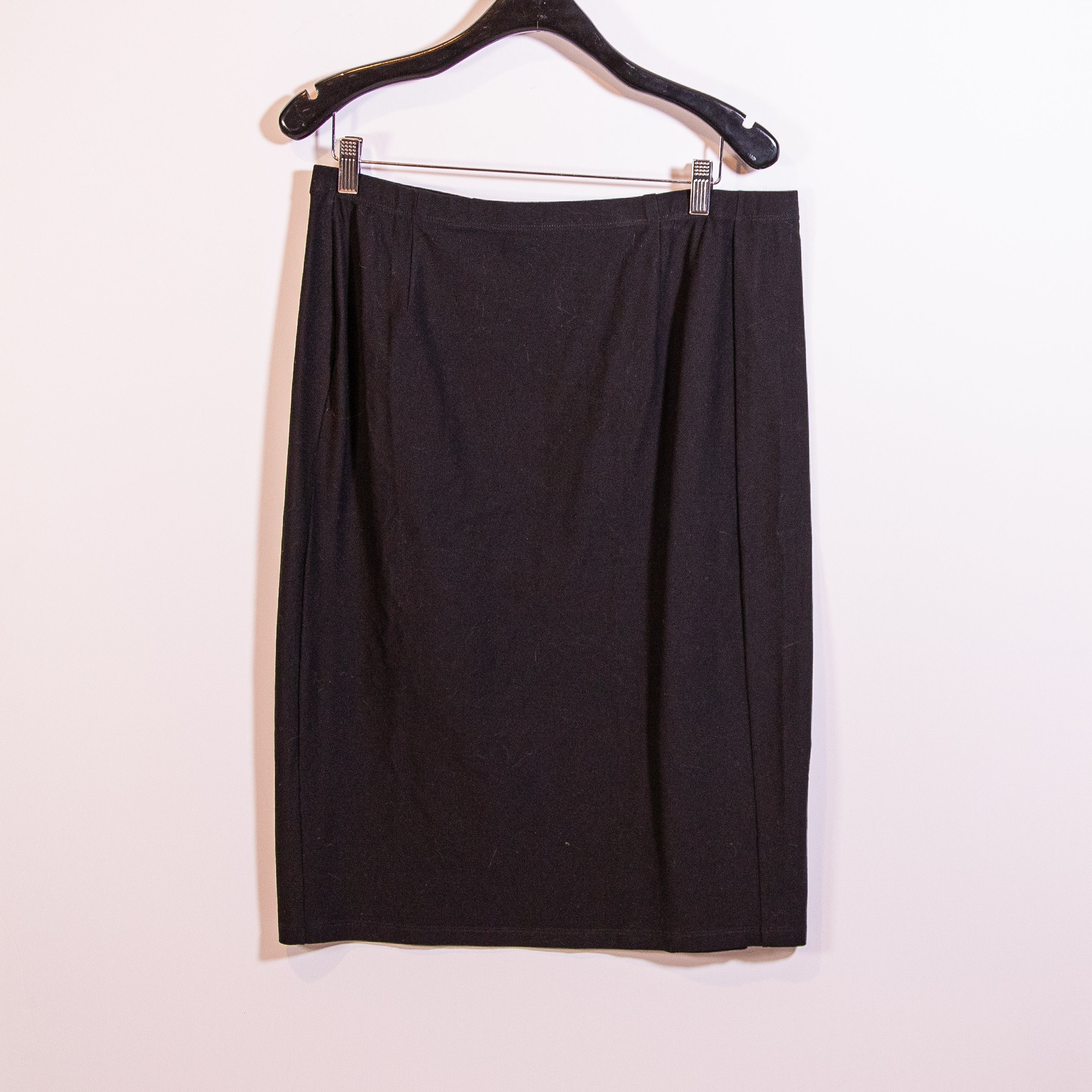 NEW Eileen Fisher The System Crepe Slim Fit Knee Length Pencil Skirt Black Large