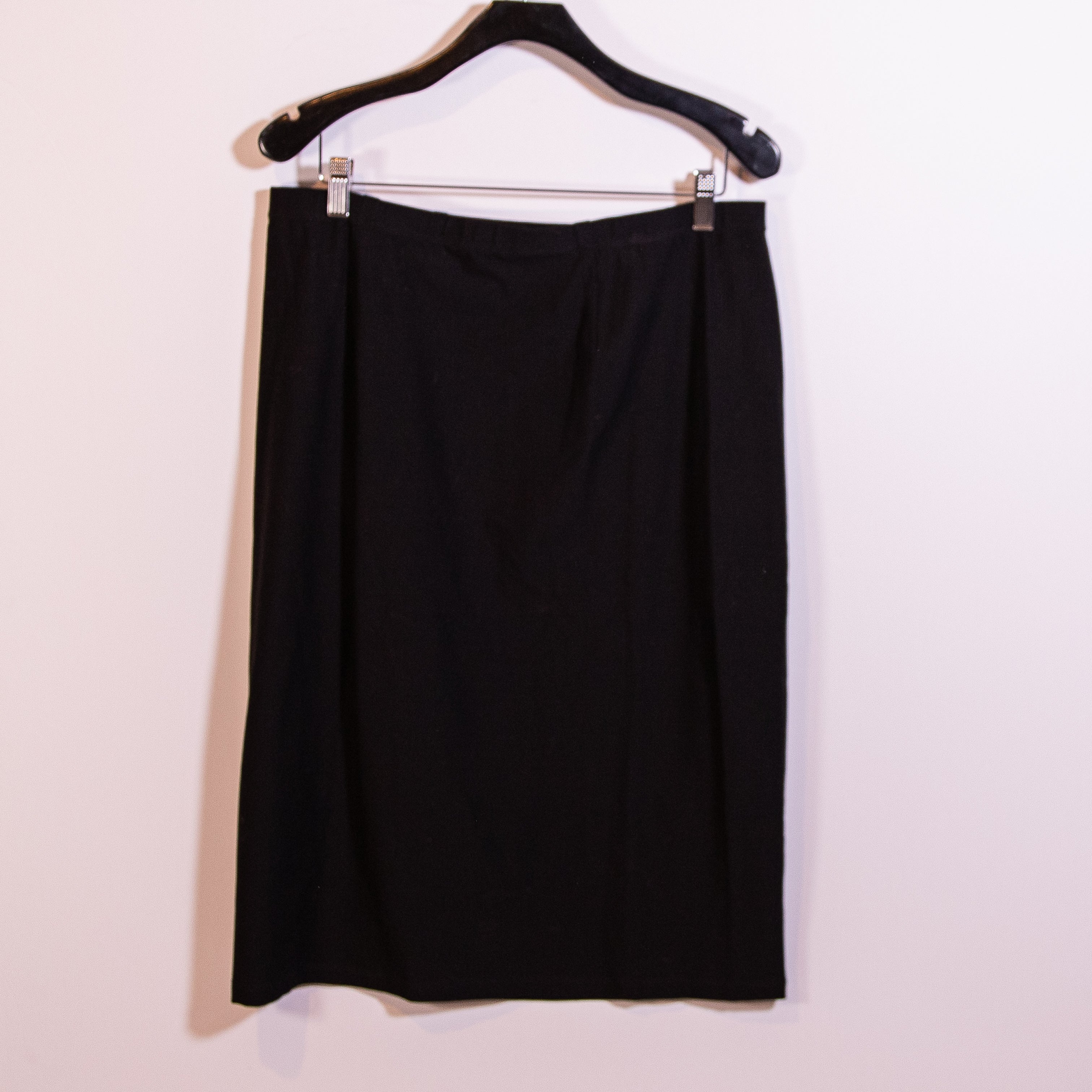 NEW Eileen Fisher The System Crepe Slim Fit Knee Length Pencil Skirt Black Large