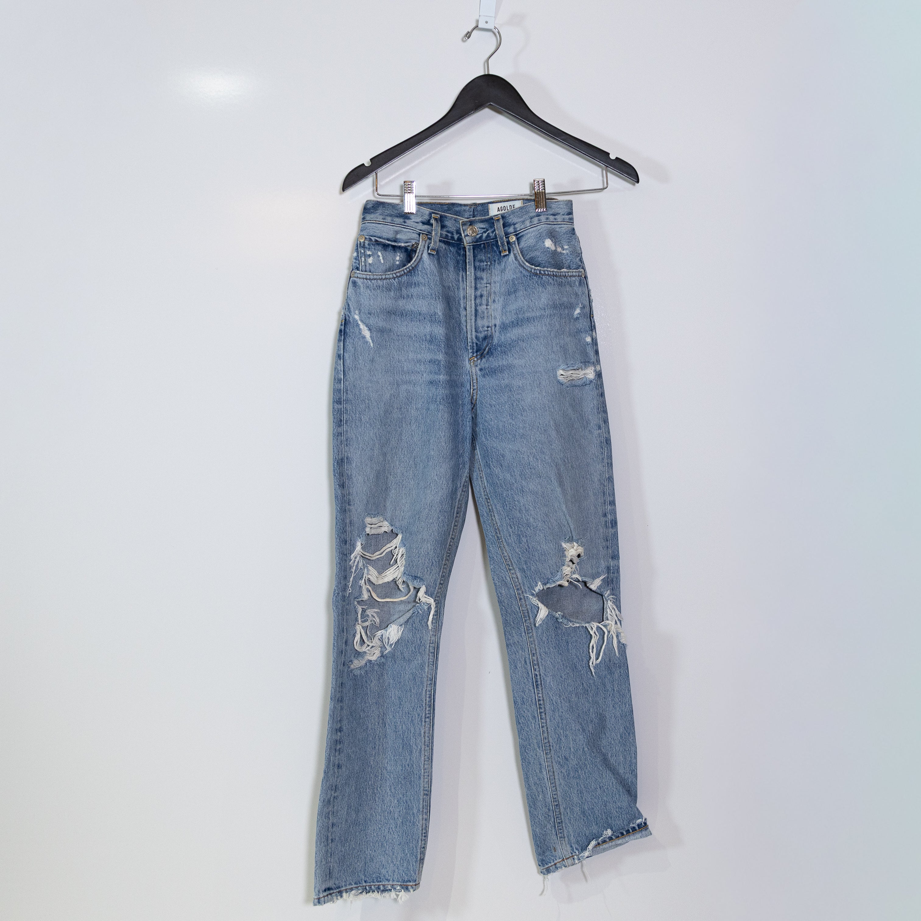 Agolde Women's 90's Mid Rise Loose Fit Straight Leg Distressed Jeans in Fall Out