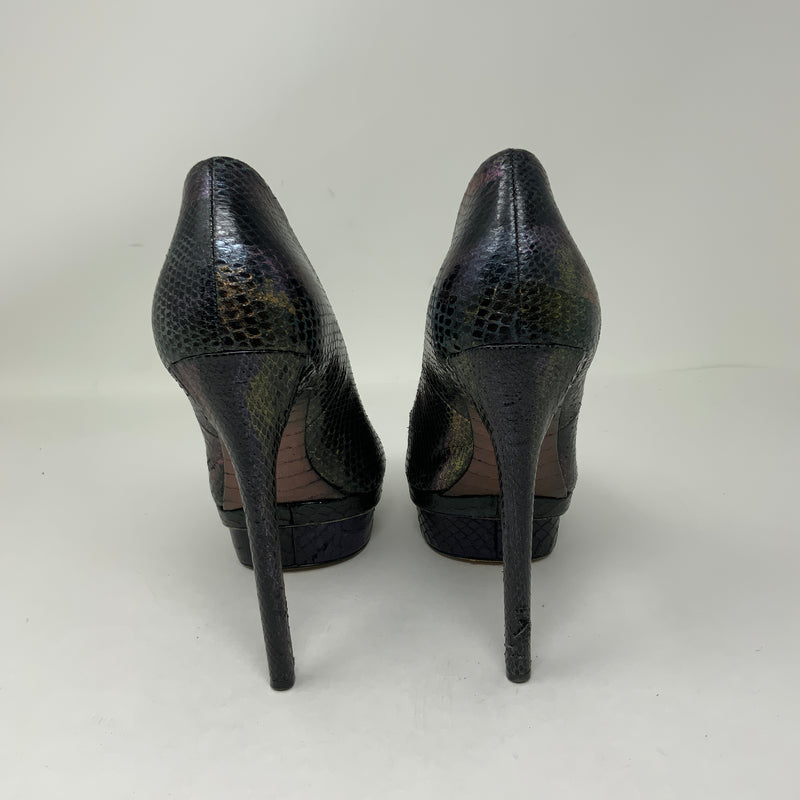 Brian Atwood Ferguson Snake Python Leather Platform Stiletto High Heels Shoes 8