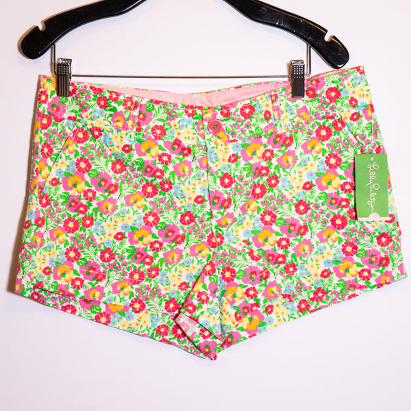 NEW Lilly Pulitzer Walsh Cotton Resort White Mini Gardens By The Sea Shorts 10