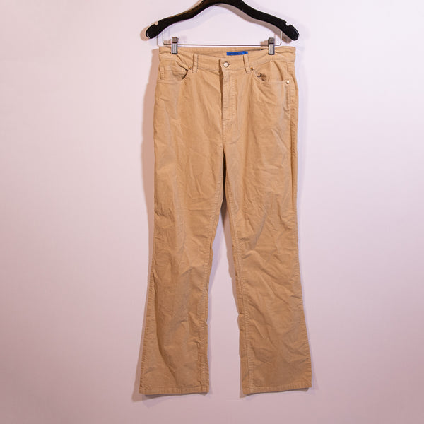 J. McLaughlin Cotton Stretch Velvet Velour Straight Leg Trouser Pants Neutral 10