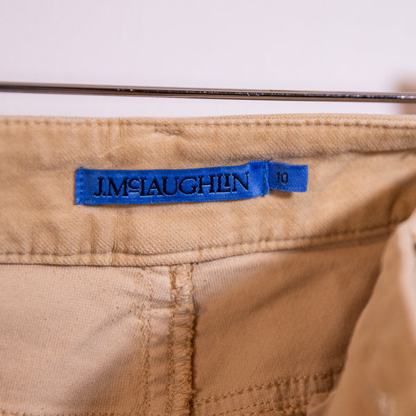 J. McLaughlin Cotton Stretch Velvet Velour Straight Leg Trouser Pants Neutral 10