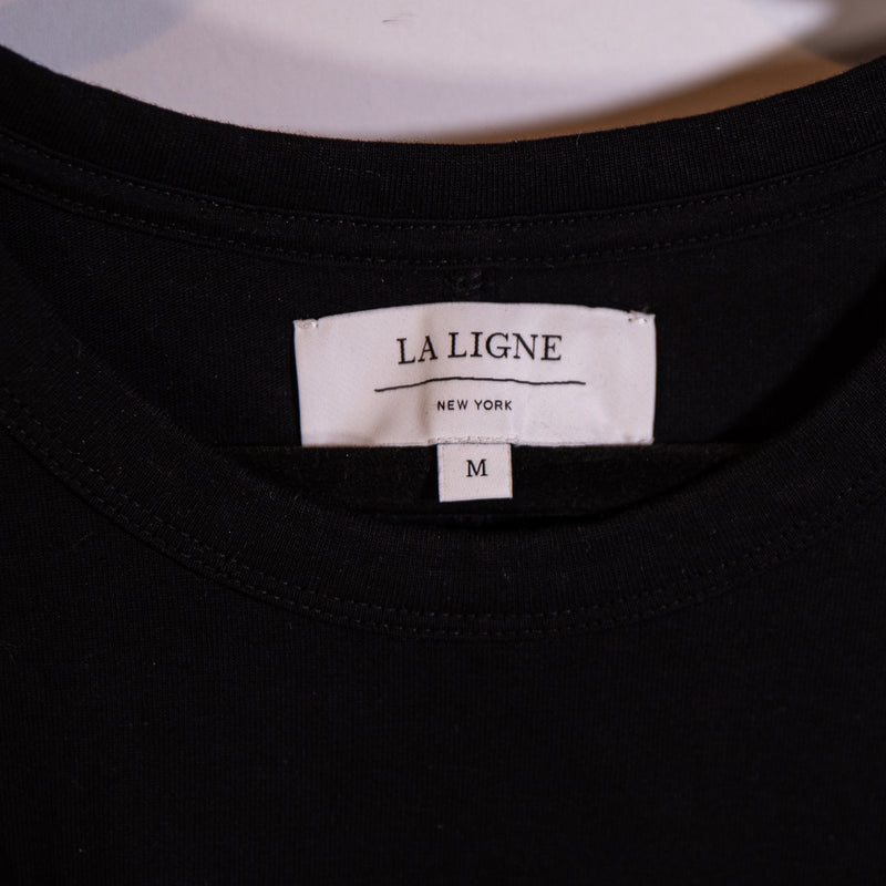 La Ligne Women's Andie Cotton Crew Neck Short Sleeve Tee Shirt Midi Dress Black