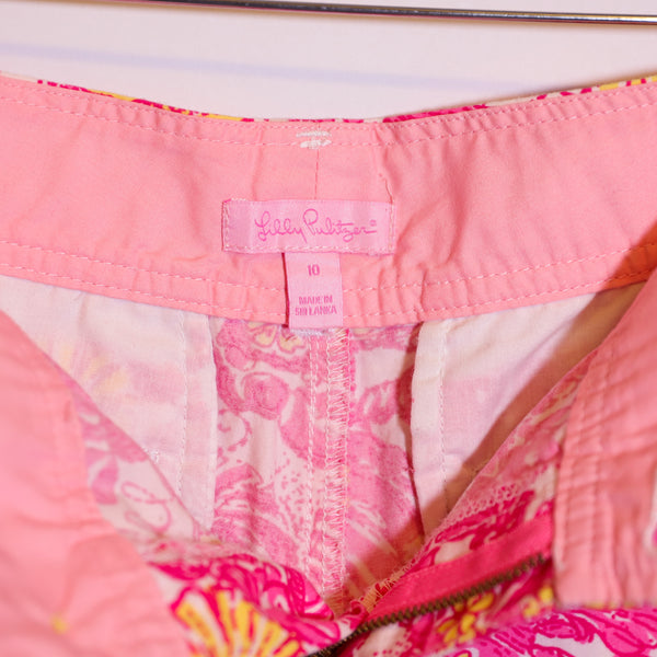 Lilly Pulitzer Women's Callahan Cotton Sailors Valentine Pink Mini Shorts 10