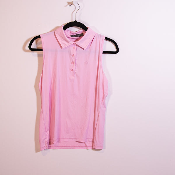 G/Fore Women's Lightweight Collared Sleeveless Polo Golf Pickleball Shirt Pink