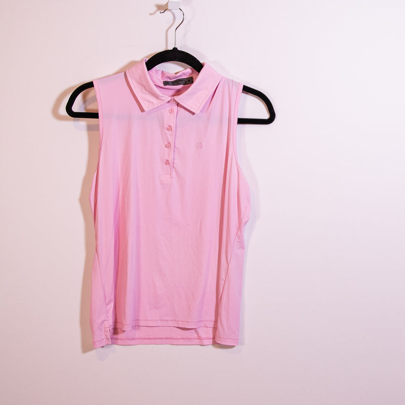 G/Fore Women's Lightweight Collared Sleeveless Polo Golf Pickleball Shirt Pink