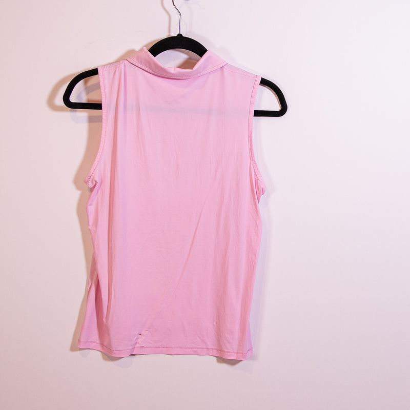 G/Fore Women's Lightweight Collared Sleeveless Polo Golf Pickleball Shirt Pink