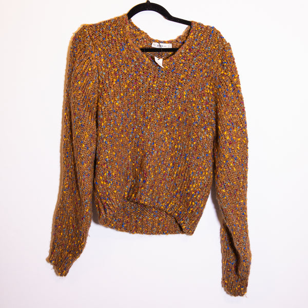 NEW Zara Wool Blend Marled Stretch Knit Multicolor Long Sleeve Pullover Sweater
