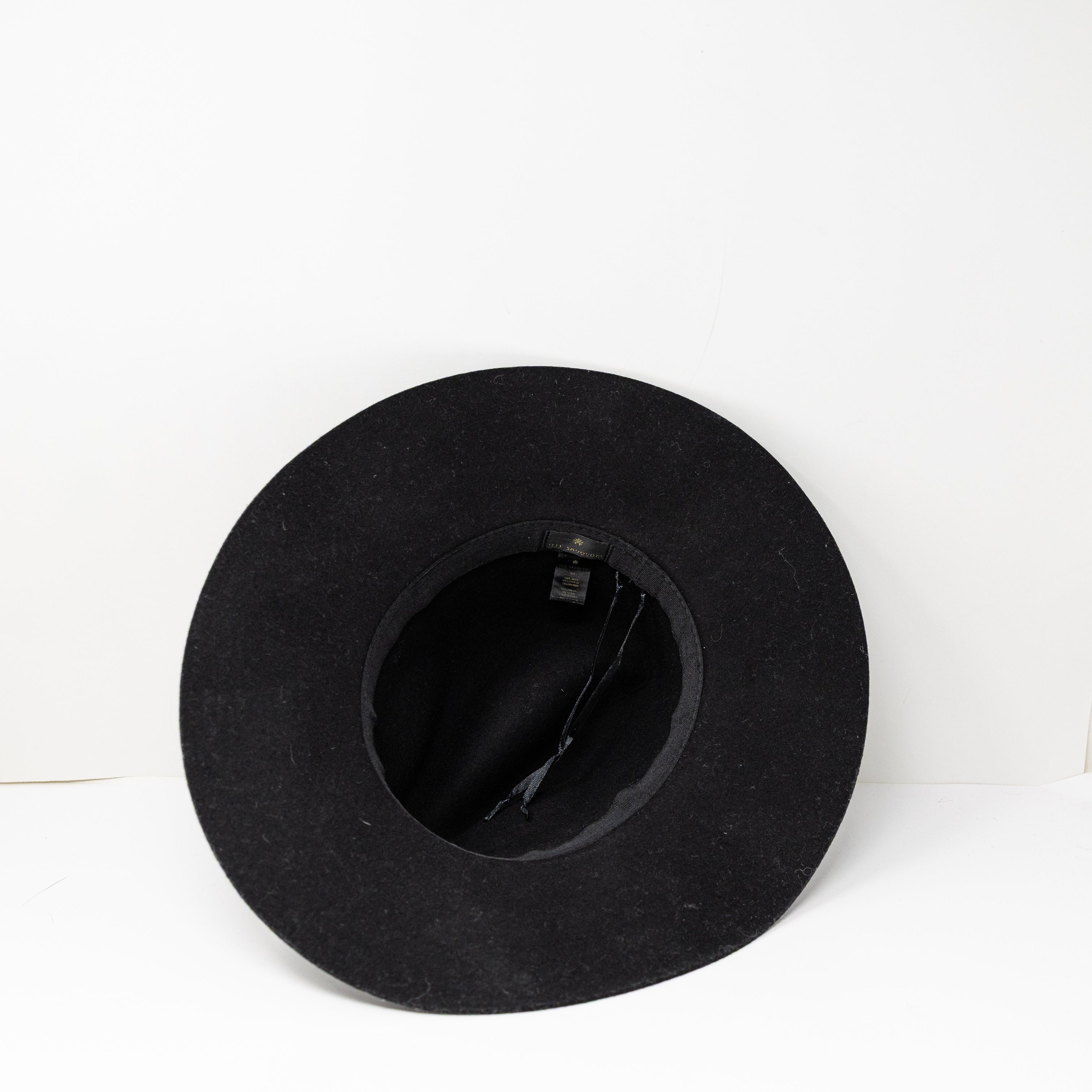Lele Sadoughi Pearl Beaded Embellished Strand Wool Felt Fedora Hat Black OS