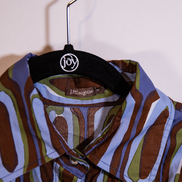 J. McLaughlin Cotton Geometric Abstract Print Pattern Collared Shirt Dress M
