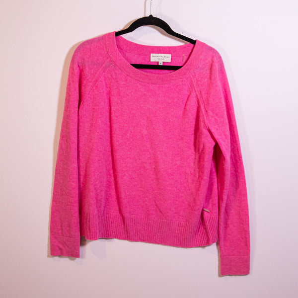 White + Warren Essentials 100% Cashmere Knit Stretch Crew Neck Sweater Pink M