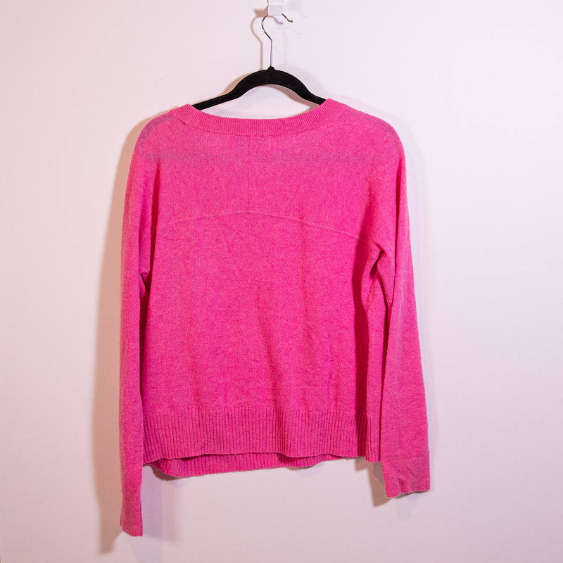 White + Warren Essentials 100% Cashmere Knit Stretch Crew Neck Sweater Pink M