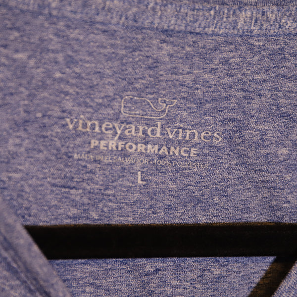 Vineyard Vines Performance Men's Crew Neck Long Sleeve Logo Tee Shirt Blue Gray
