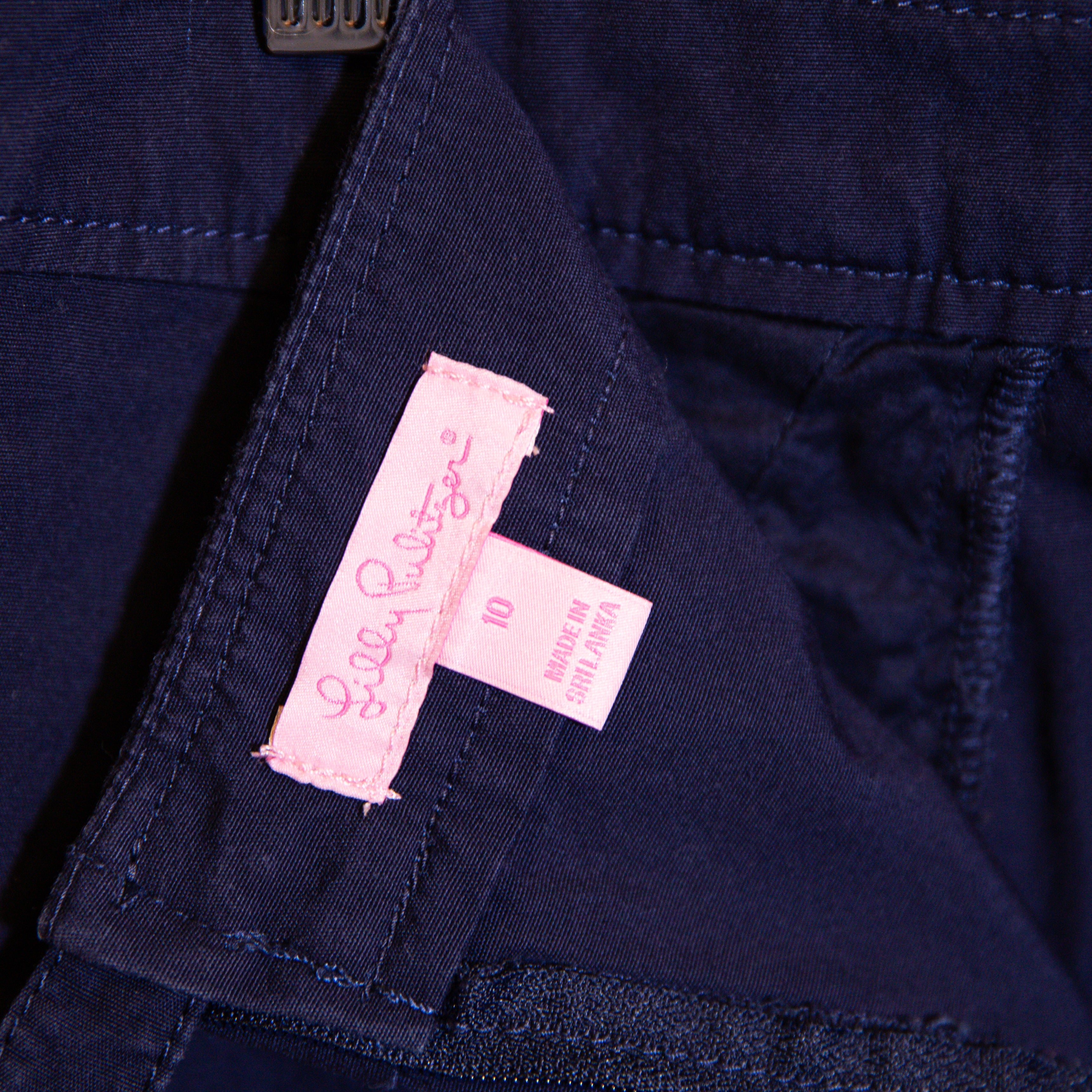 Lilly Pulitzer Women's Cotton Poplin Button Pocket Postage Stamp Mini Skirt Blue