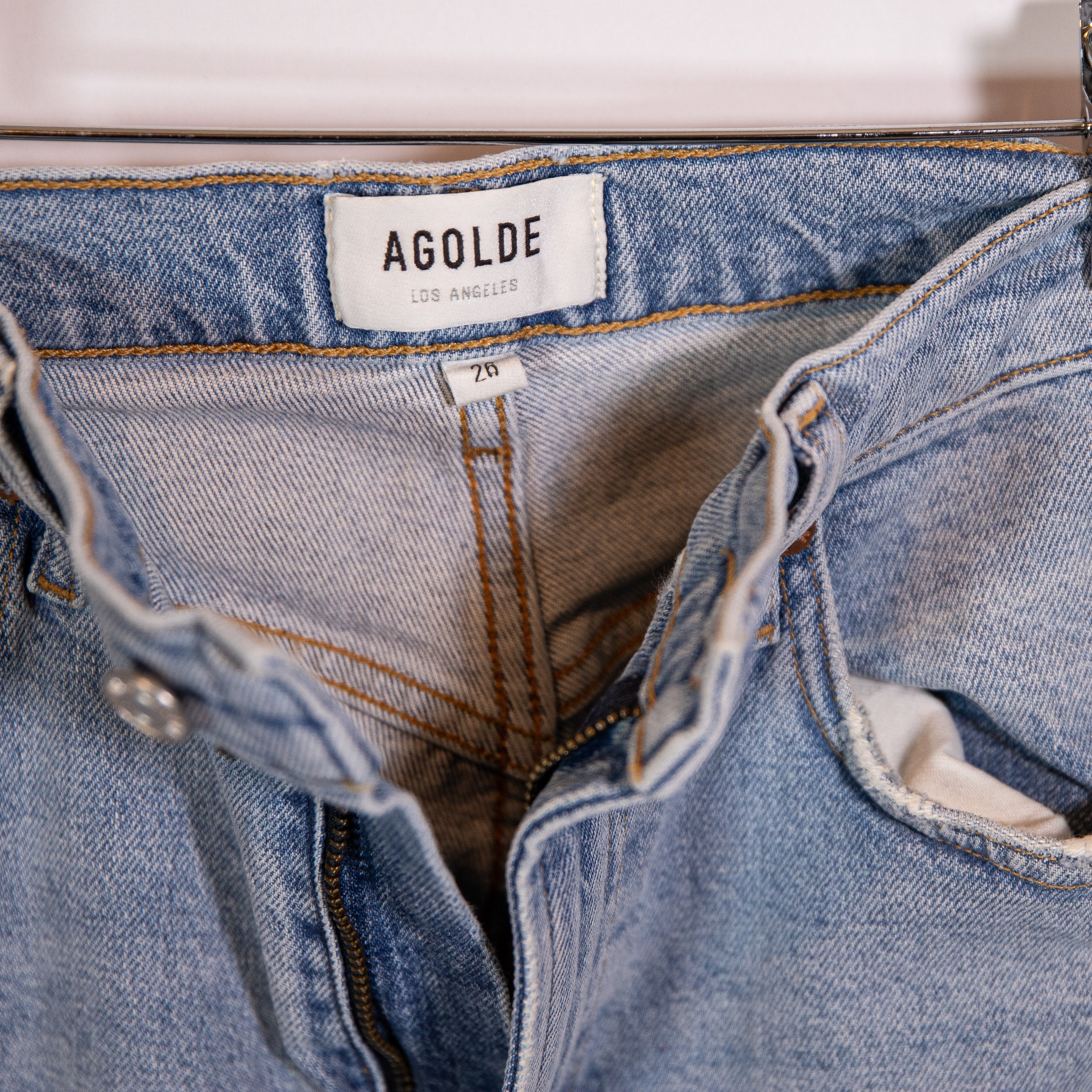 Agolde Women's High Rise Stovepipe Straight Leg Cotton Denim Jeans Destination