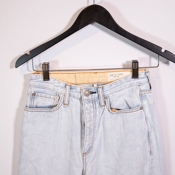 Rag &amp; Bone Women's Alex High Rise Straight Leg Denim Jeans Primrose With Holes