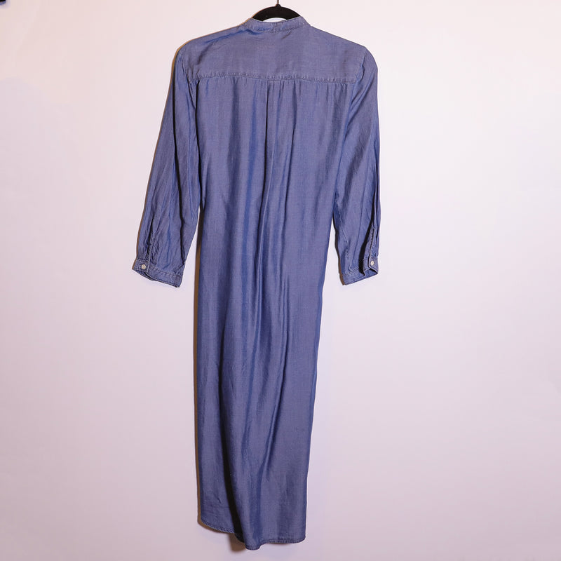 J. Mclaughlin Tercel Chambray Belted Button Front Pullover Midi Dress Blue M