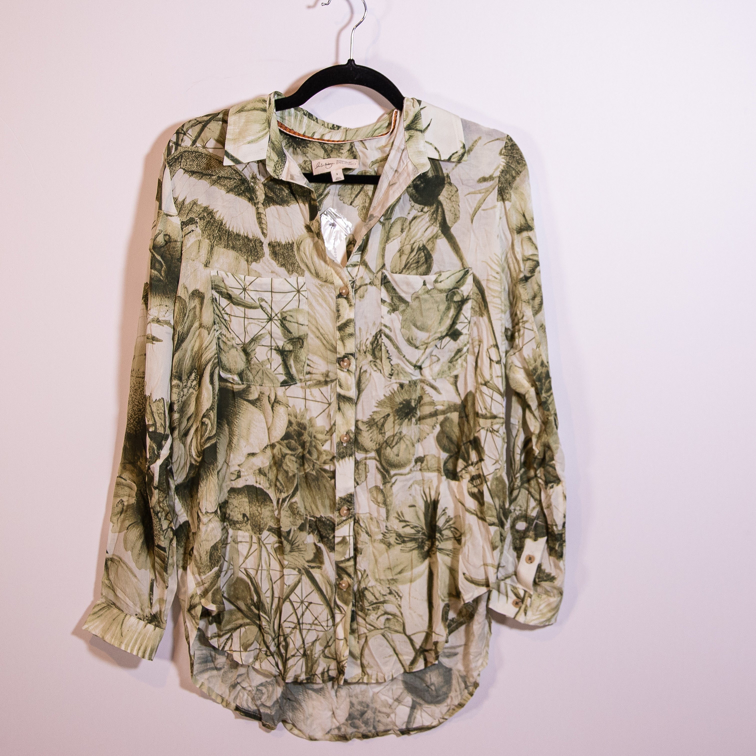 NEW Manel Villalonga x Pilcro Romy Relaxed Buttondown Collared Blouse Shirt Top