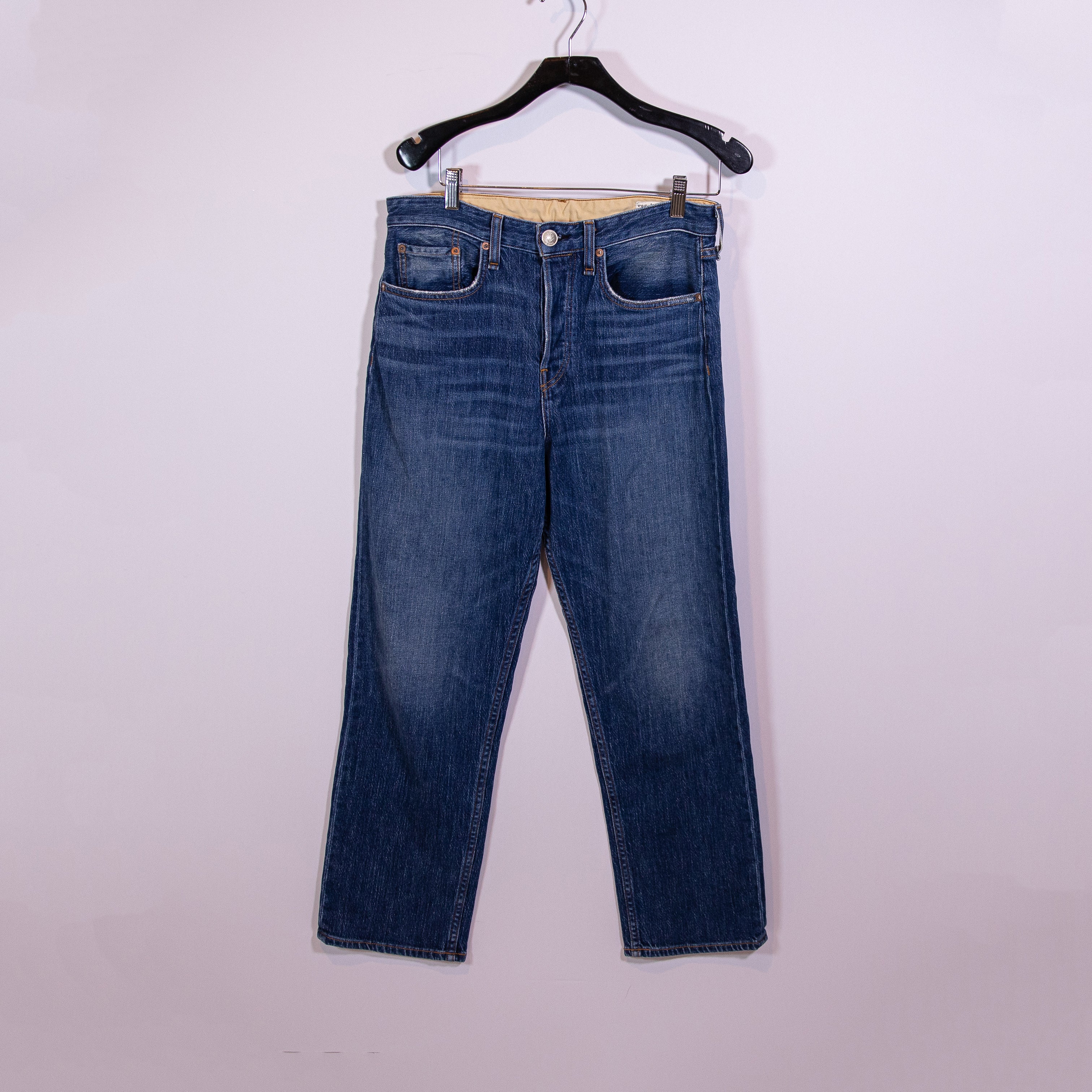 Rag &amp; Bone Maya High Rise Ankle Straight Cotton Stretch Denim Jeans Rocco Wash