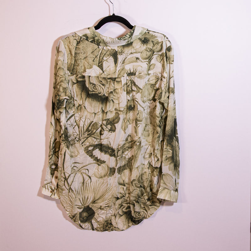 NEW Manel Villalonga x Pilcro Romy Relaxed Buttondown Collared Blouse Shirt Top