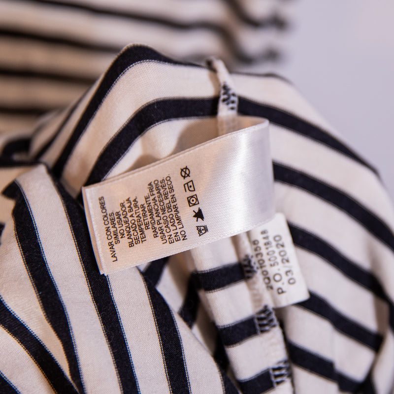 Vineyard Vines Cotton Modal Stretch Belted Tank White Black Stripe Midi Dress XS