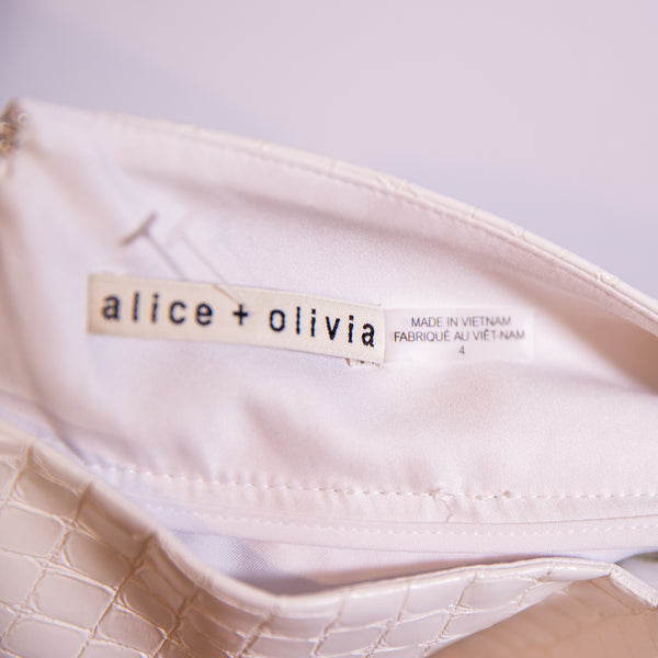 Alice + Olivia Briallen Faux Vegan Leather Croc Embossed High Waisted Shorts 4