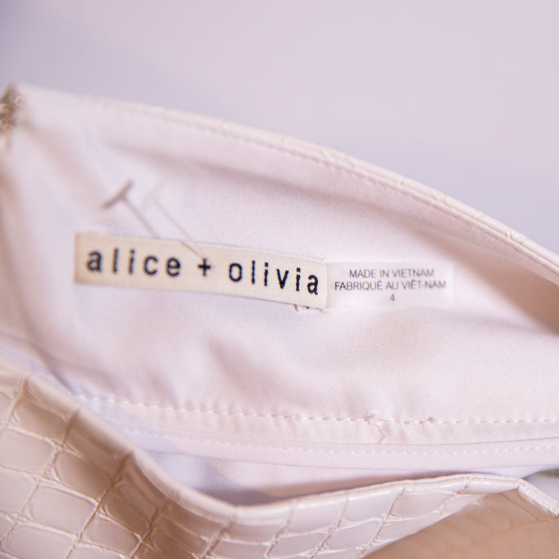 Alice + Olivia Briallen Faux Vegan Leather Croc Embossed High Waisted Shorts 4