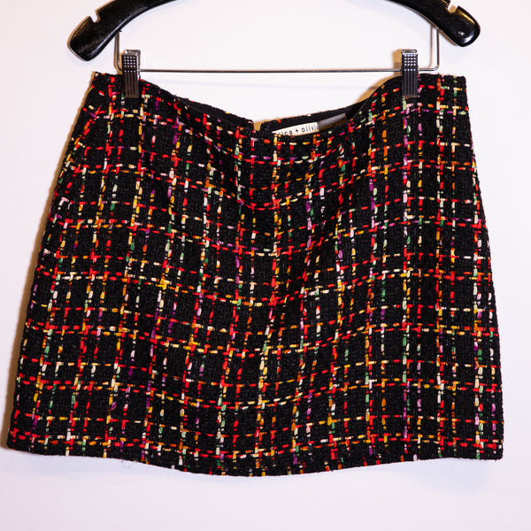 Alice + Olivia Wool Blend Tweed Boucle Woven Multicolor Print Mini Skirt 14