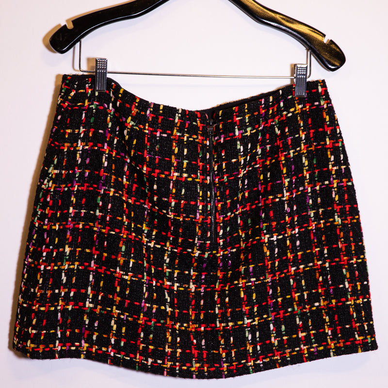 Alice + Olivia Wool Blend Tweed Boucle Woven Multicolor Print Mini Skirt 14